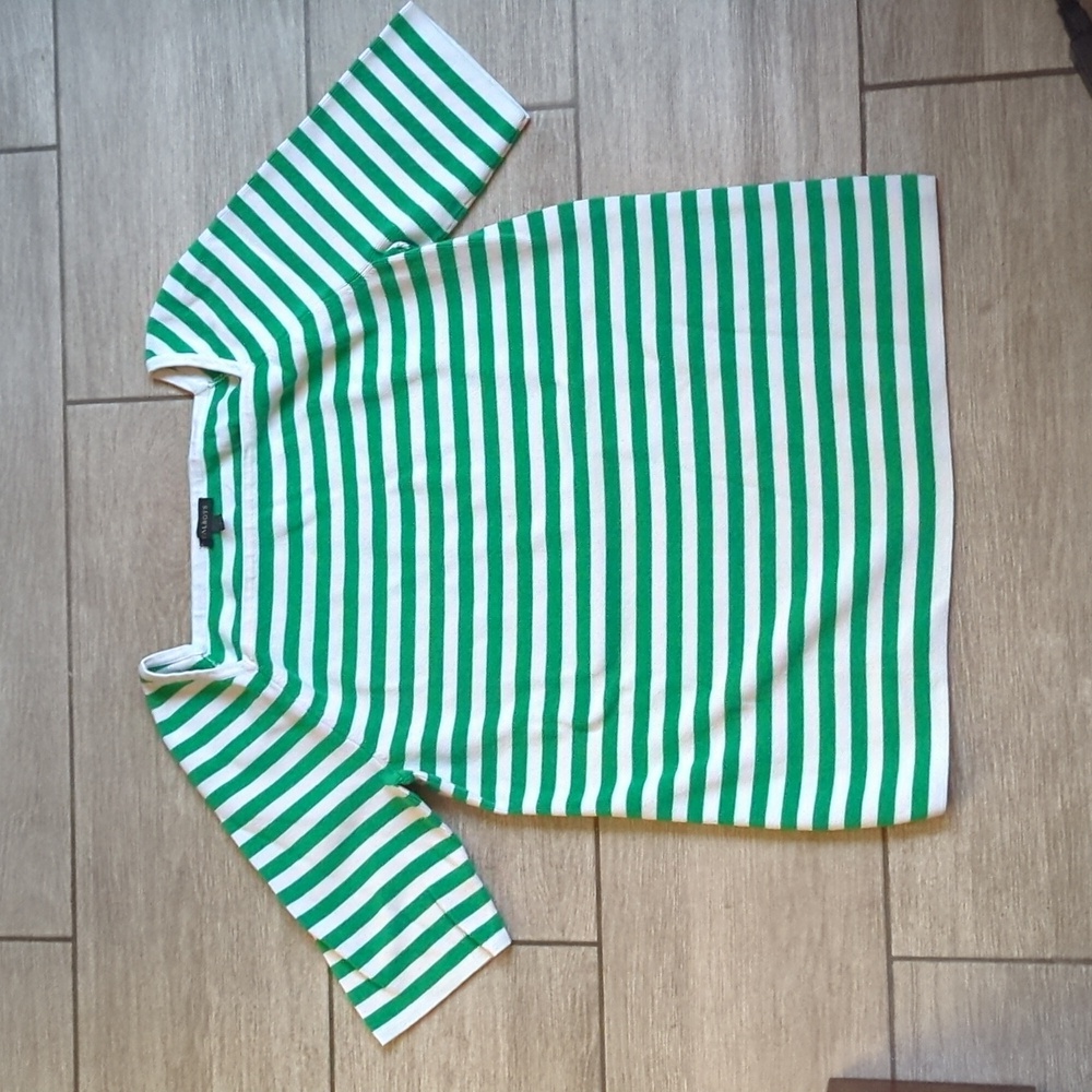 Bundle Talbots Green white Stripe Knit Tee